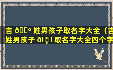 吉 🐺 姓男孩子取名字大全（吉姓男孩子 🦊 取名字大全四个字）